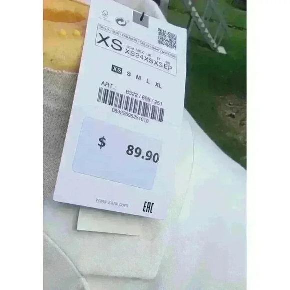 Zara Womens Oyster White Tailored Two Button Blazer Jacket XS Patch Pocket Gold - Picture 4 of 14